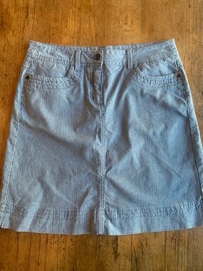 Boden Blue and White Striped Mini Skirt